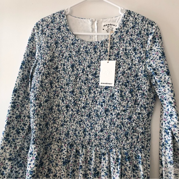 MEADOWS ‘Rose Dress Midi” in white & blue floral - Picture 8 of 9